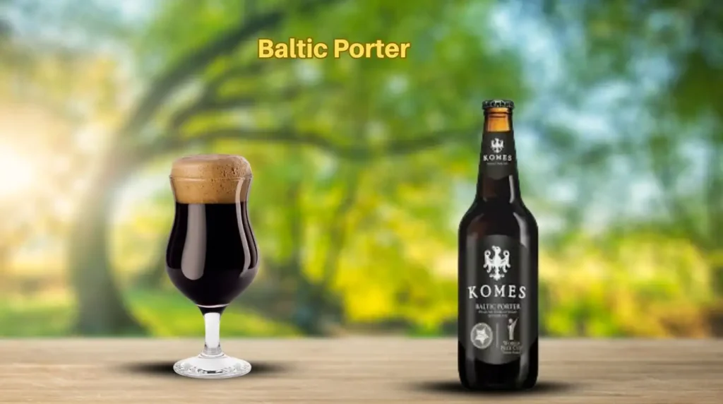 Baltic Porter in a glass and bottle – a dark, smooth, and malty beer with chocolate and caramel notes.