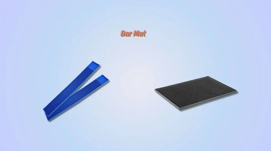A rubber bar mat used to prevent spills and keep the bar surface clean