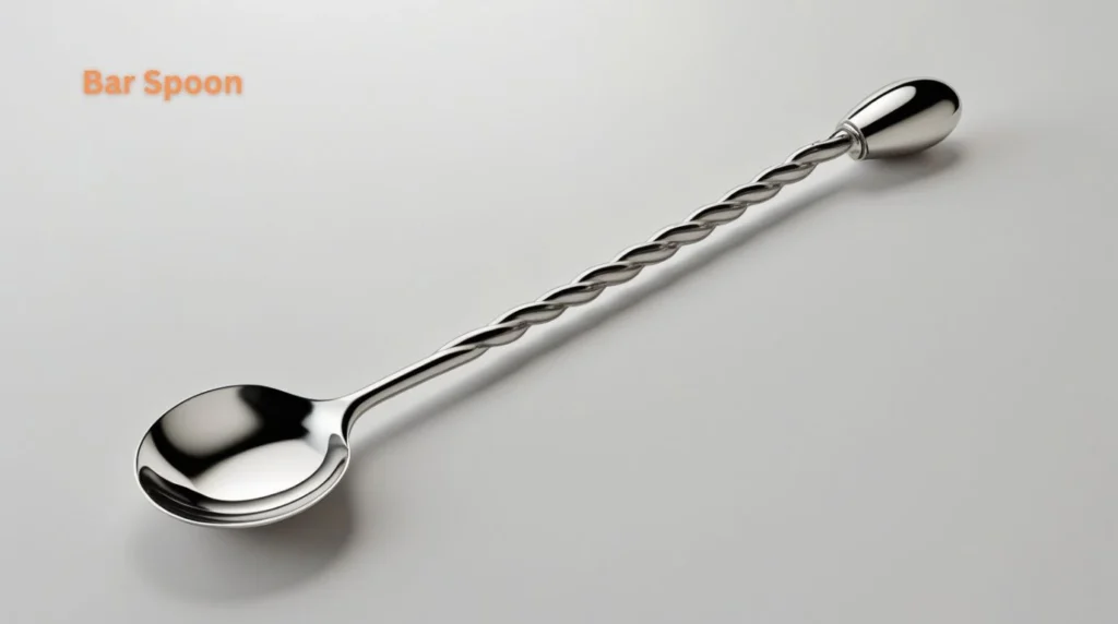 A long-handled bar spoon used for stirring and layering cocktails