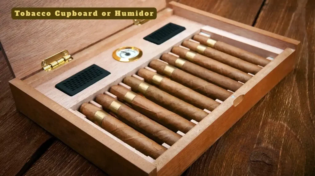 A wooden humidor for storing cigars at optimal humidity