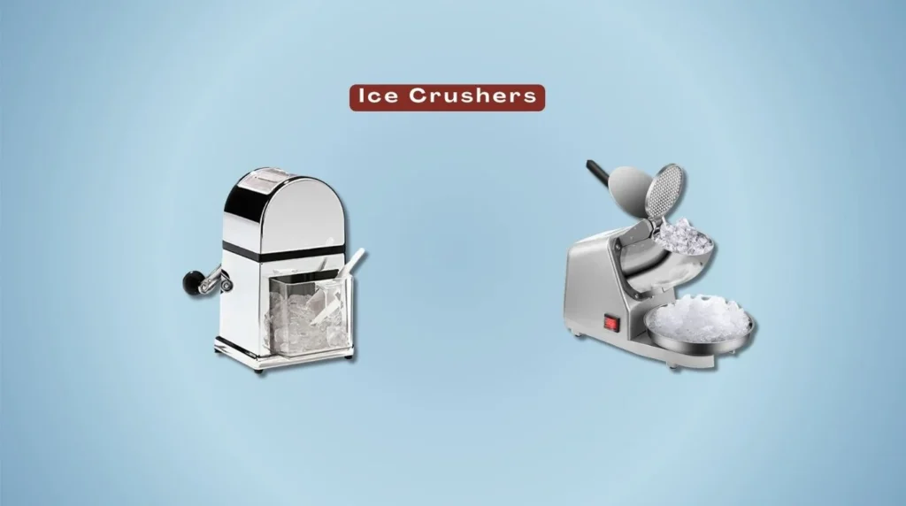 A manual ice crusher for crushing ice for drinks
