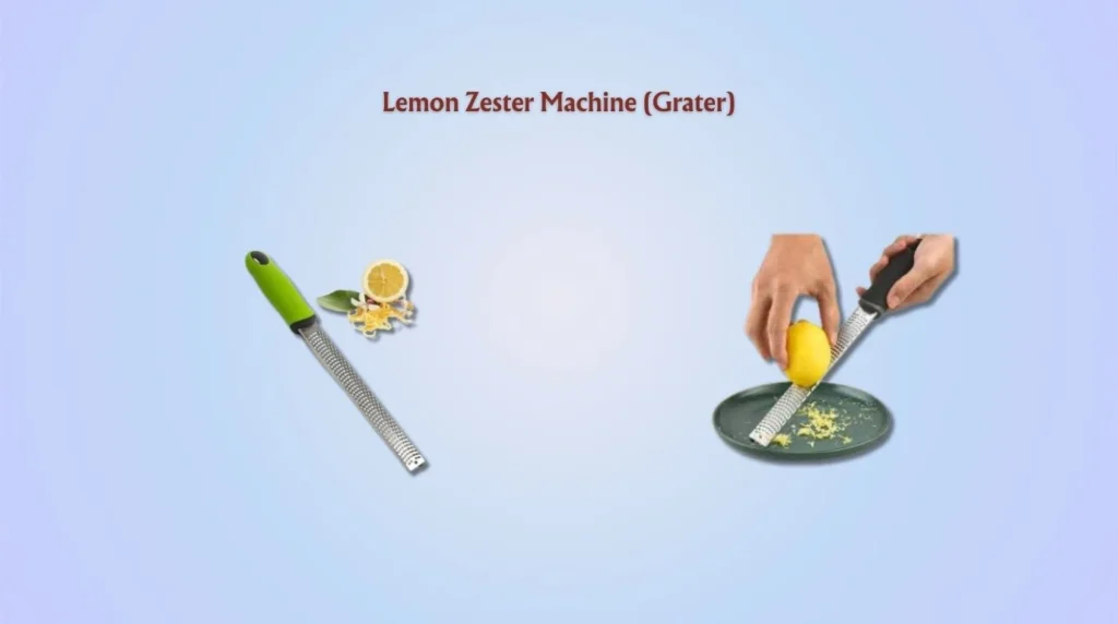 A lemon zester machine for grating citrus zest for cocktails