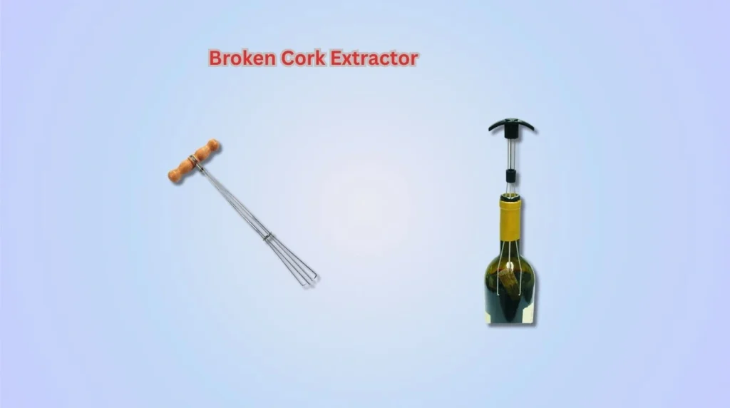 A broken cork extractor used to remove damaged corks from bottles.
