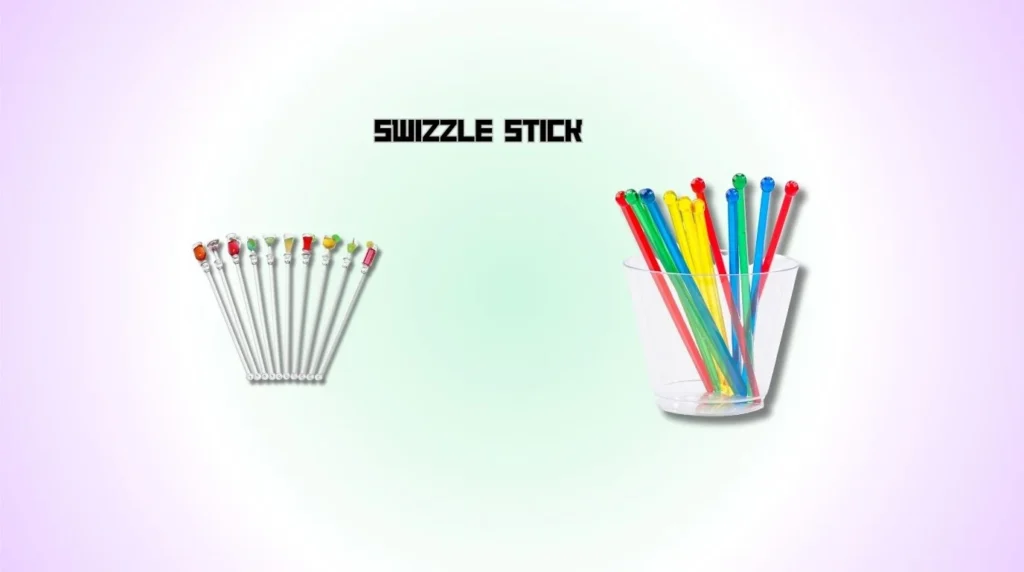 A swizzle stick used for stirring and mixing drinks in highball glasses
